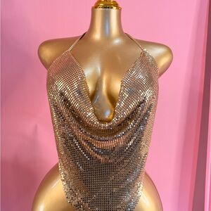Cache Gold Halter Sequin Top One size